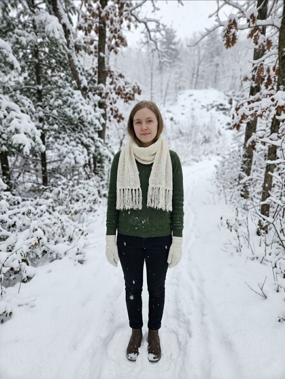 Chunky Cream Fringe Scarf - Cozy Knit Wrap